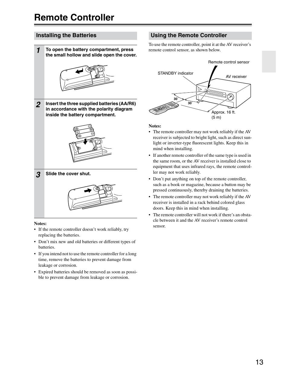 Remote controller | Onkyo TX-SR703/703E User Manual | Page 13 / 116