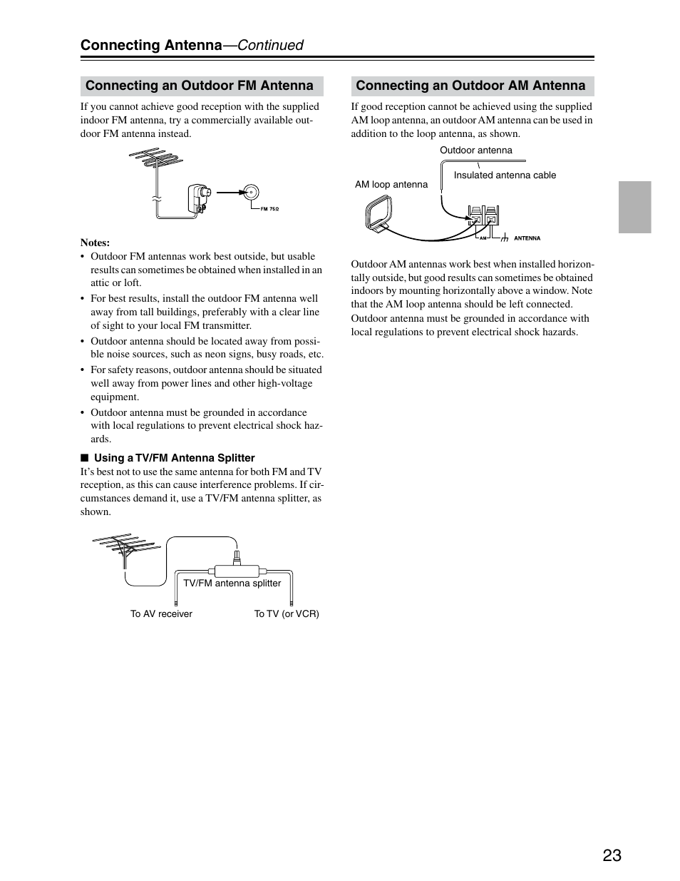 Connecting antenna —continued | Onkyo TX-SR703/703E User Manual | Page 23 / 116
