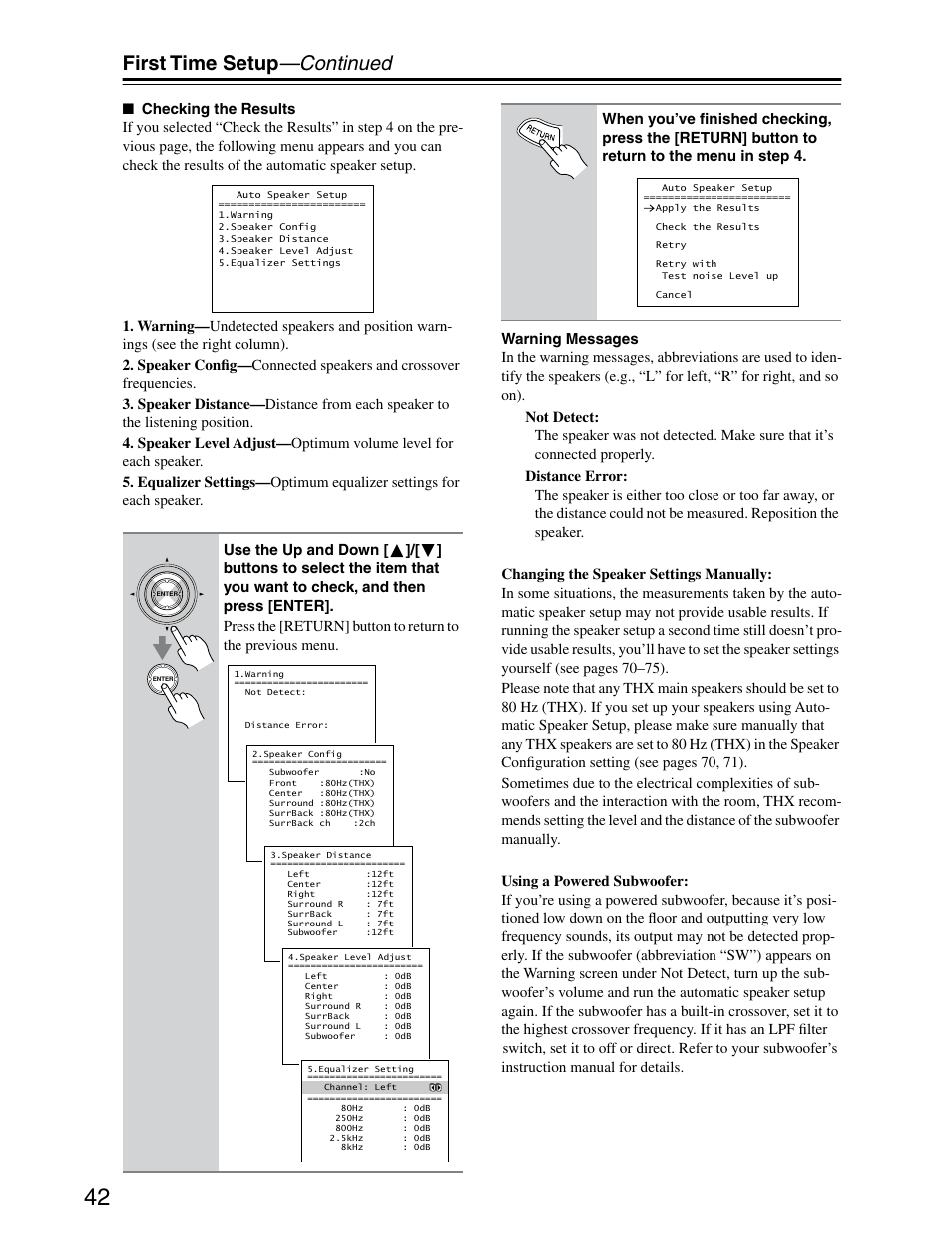 First time setup —continued | Onkyo TX-SR703/703E User Manual | Page 42 / 116