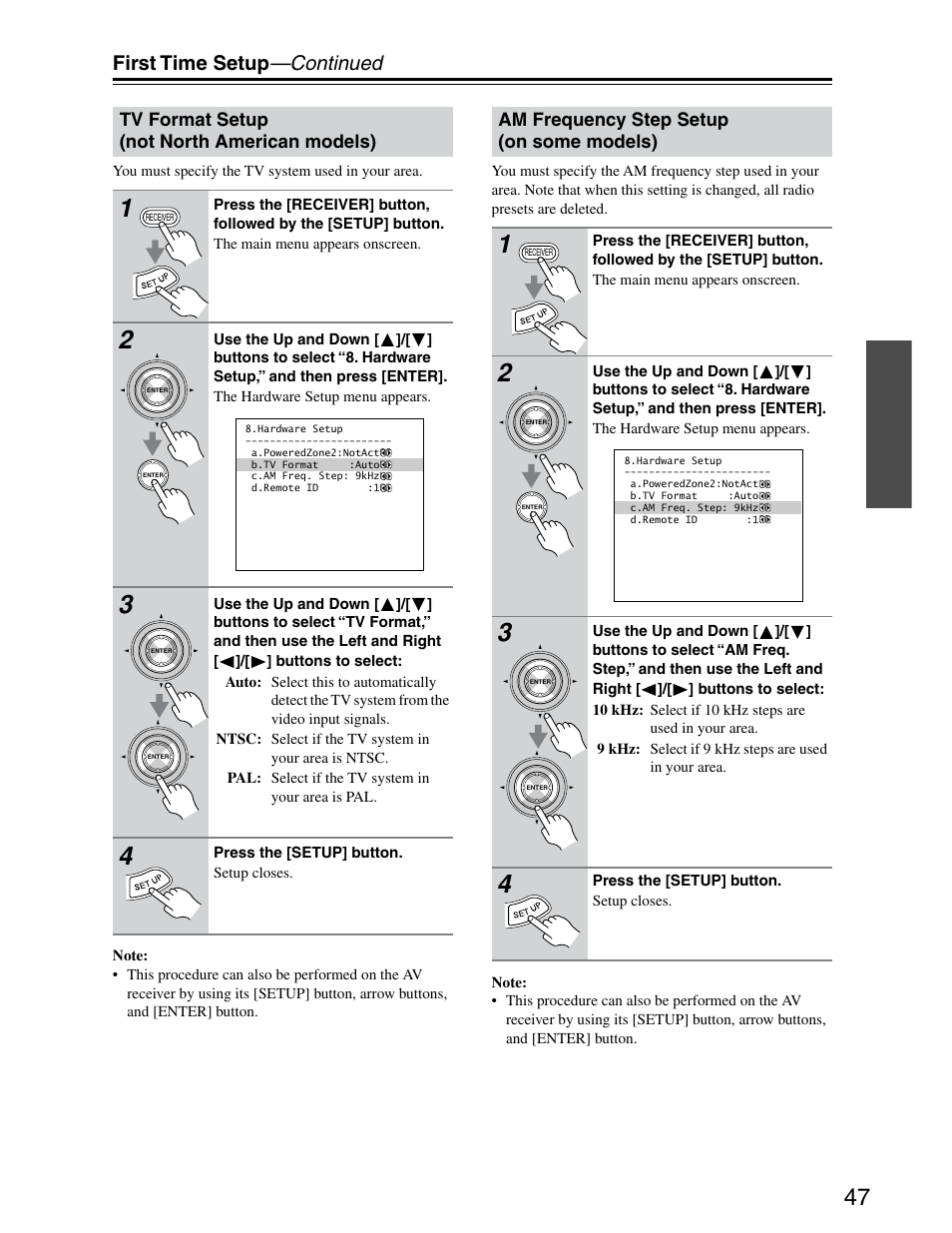 First time setup —continued | Onkyo TX-SR703/703E User Manual | Page 47 / 116