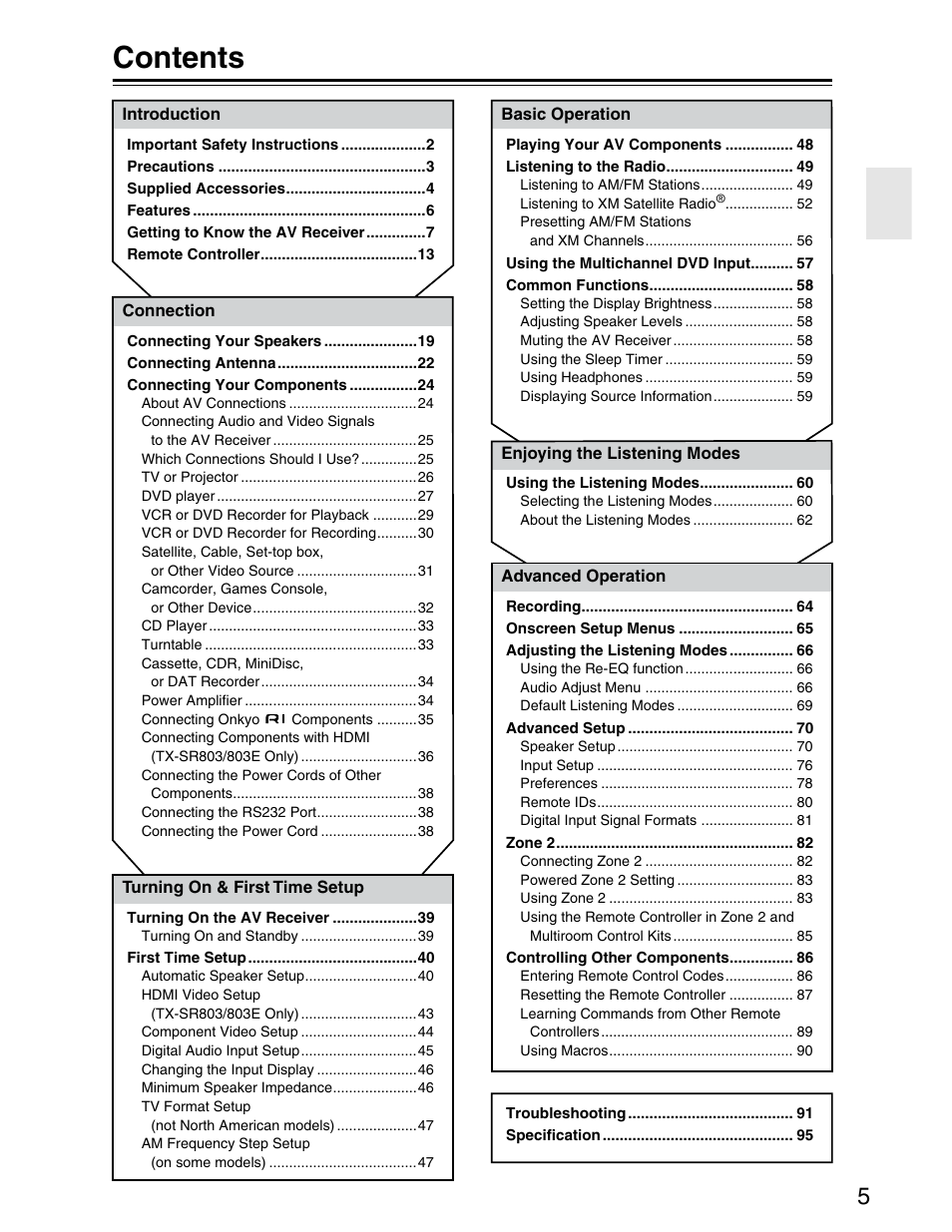 Onkyo TX-SR703/703E User Manual | Page 5 / 116
