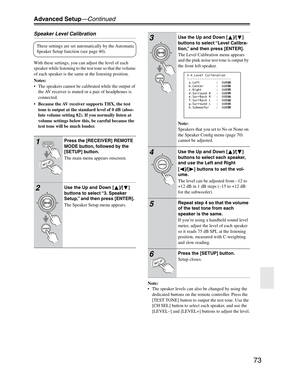 Advanced setup —continued | Onkyo TX-SR703/703E User Manual | Page 73 / 116
