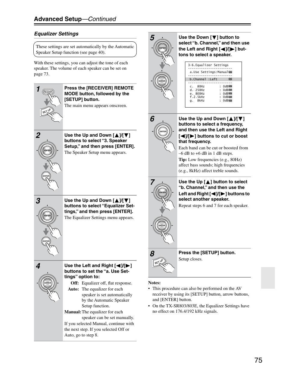 Advanced setup —continued | Onkyo TX-SR703/703E User Manual | Page 75 / 116