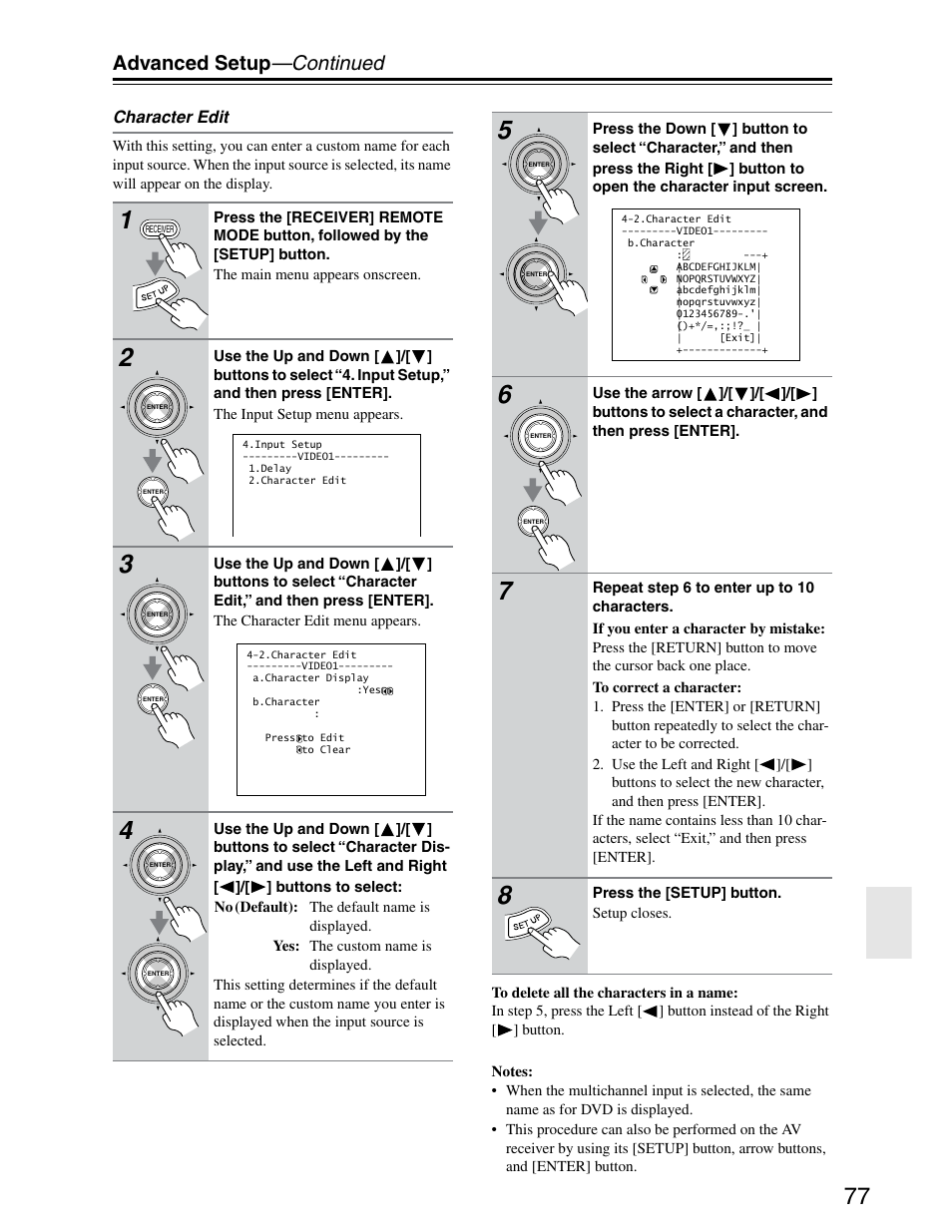 Advanced setup —continued | Onkyo TX-SR703/703E User Manual | Page 77 / 116