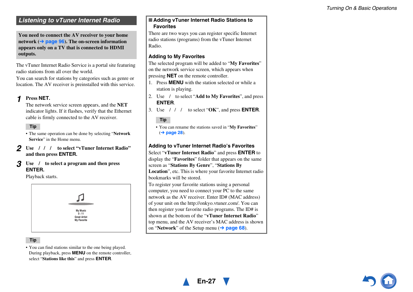 Listening to vtuner internet radio, En-27 | Onkyo TX-NR717 User Manual | Page 27 / 148