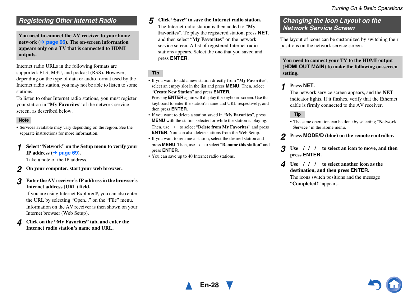 Registering other internet radio, On the network service screen | Onkyo TX-NR717 User Manual | Page 28 / 148