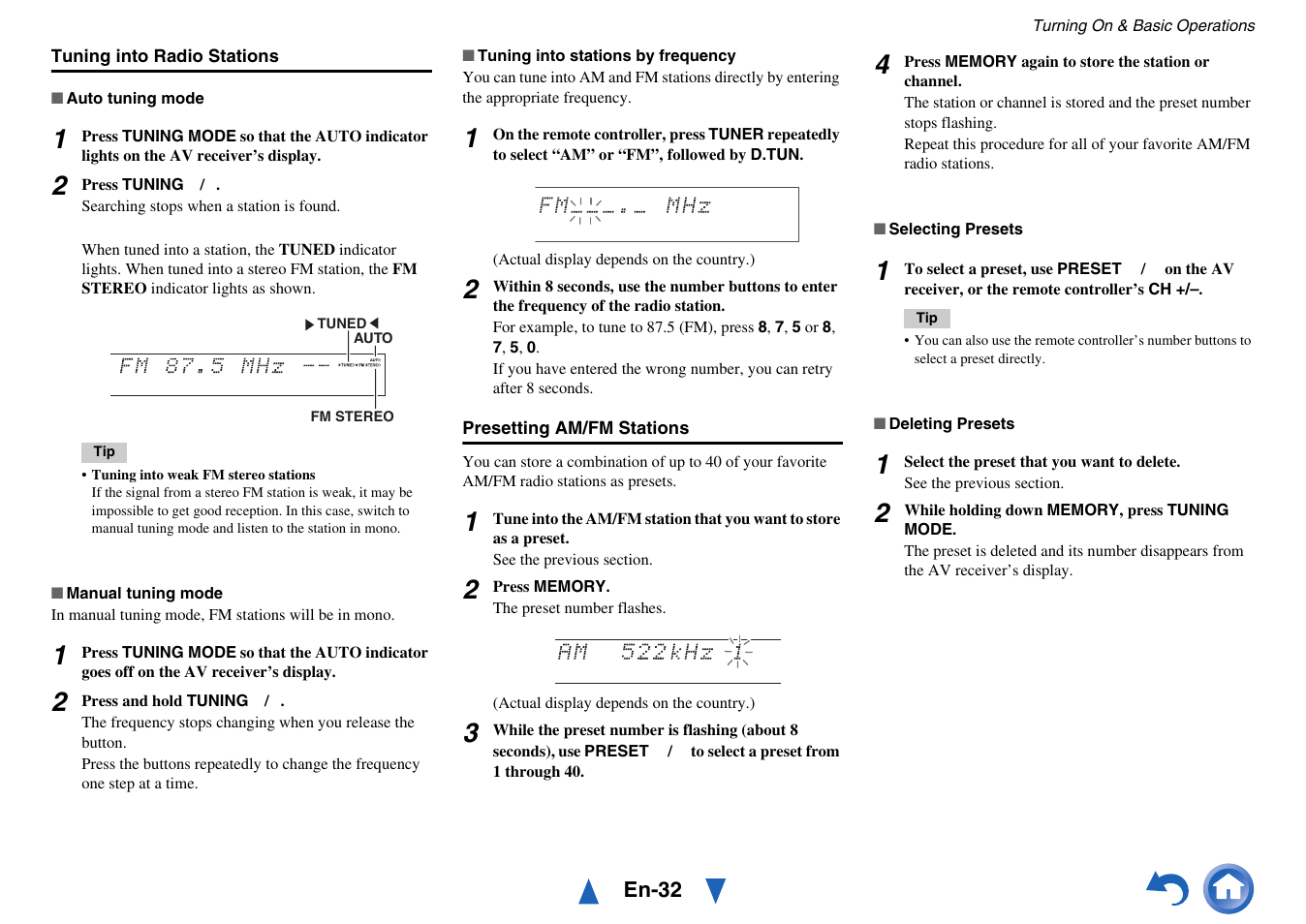 Cursor and, Cator | Onkyo TX-NR717 User Manual | Page 32 / 148
