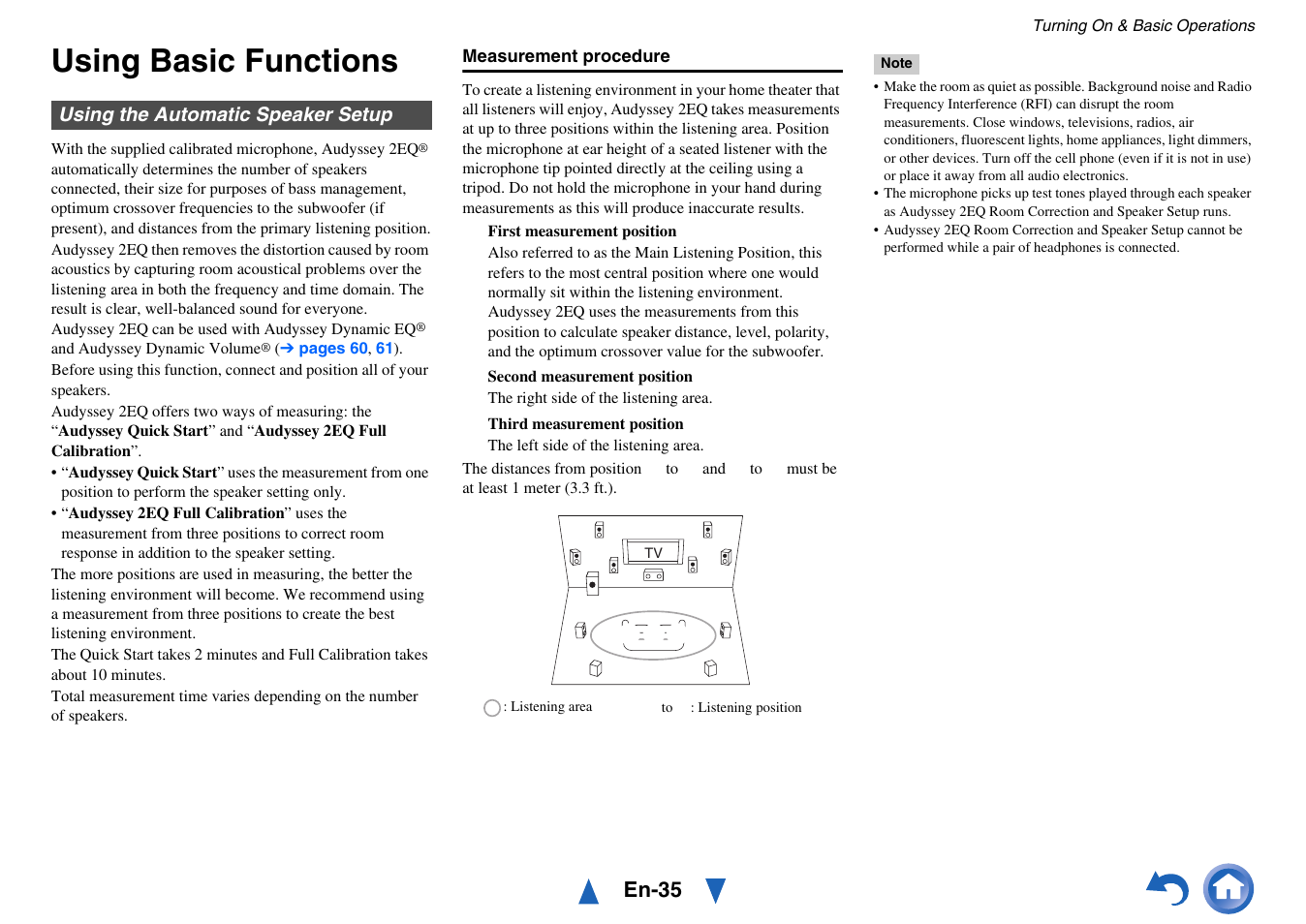 Using basic functions, Using the automatic speaker setup, Of “using the automatic speaker setup | En-35 | Onkyo TX-NR717 User Manual | Page 35 / 148