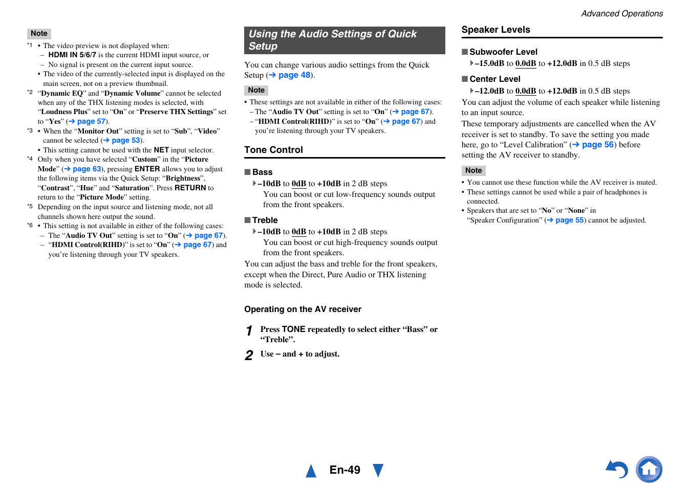 Using the audio settings of quick setup, E mode, Listening mode | En-49 | Onkyo TX-NR717 User Manual | Page 49 / 148