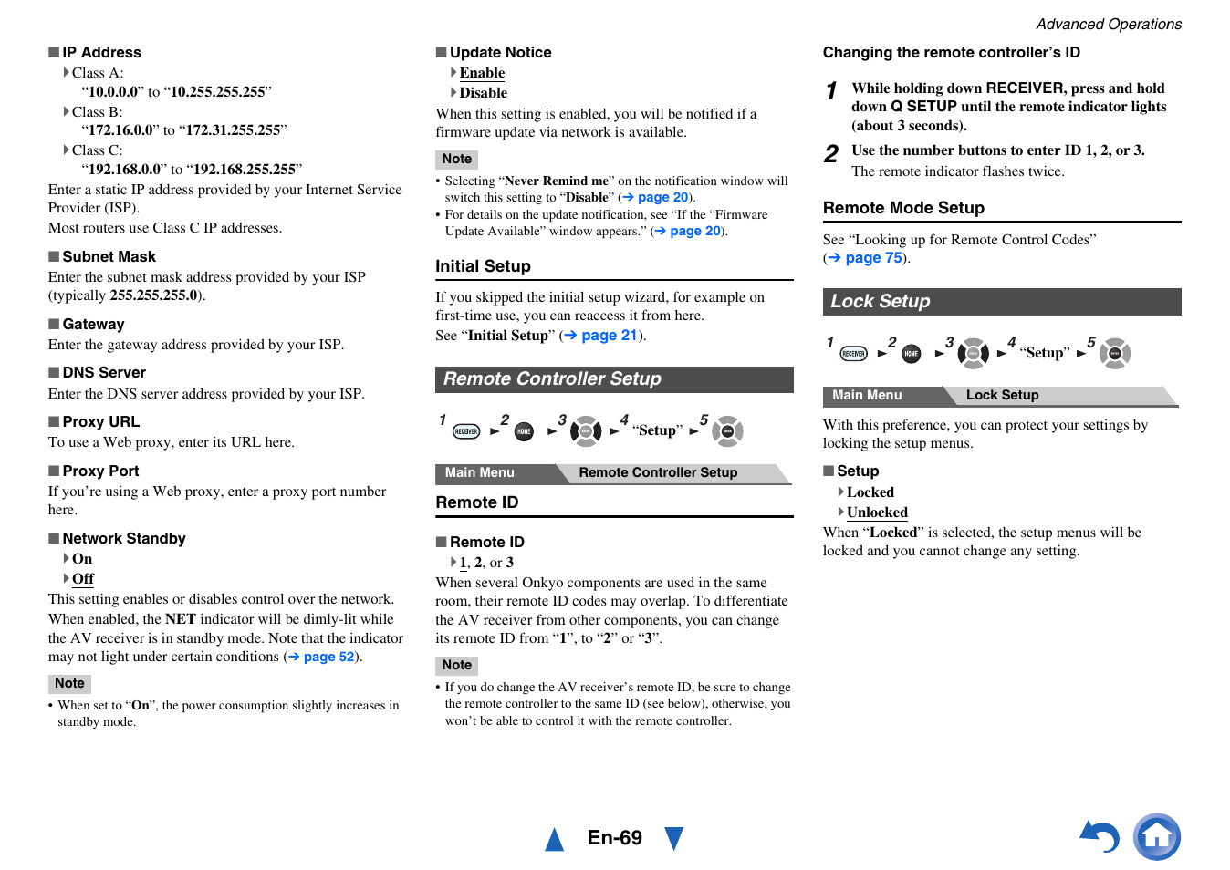 Remote controller setup, Lock setup, Remote controller setup lock setup | En-69 | Onkyo TX-NR717 User Manual | Page 69 / 148