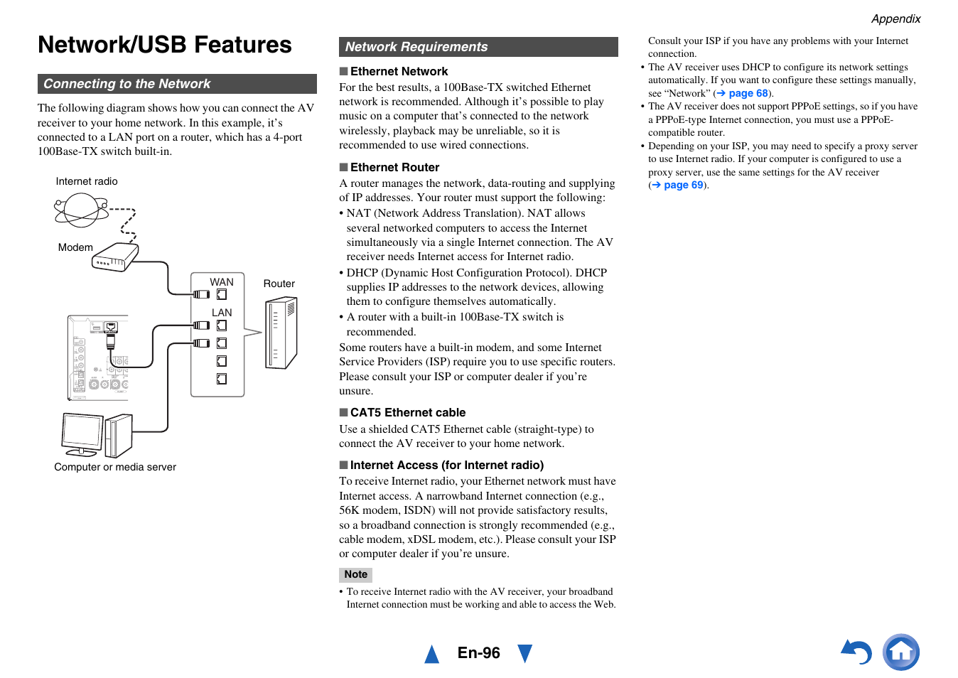 Network/usb features, The on-screen, En-96 | Onkyo TX-NR717 User Manual | Page 96 / 148