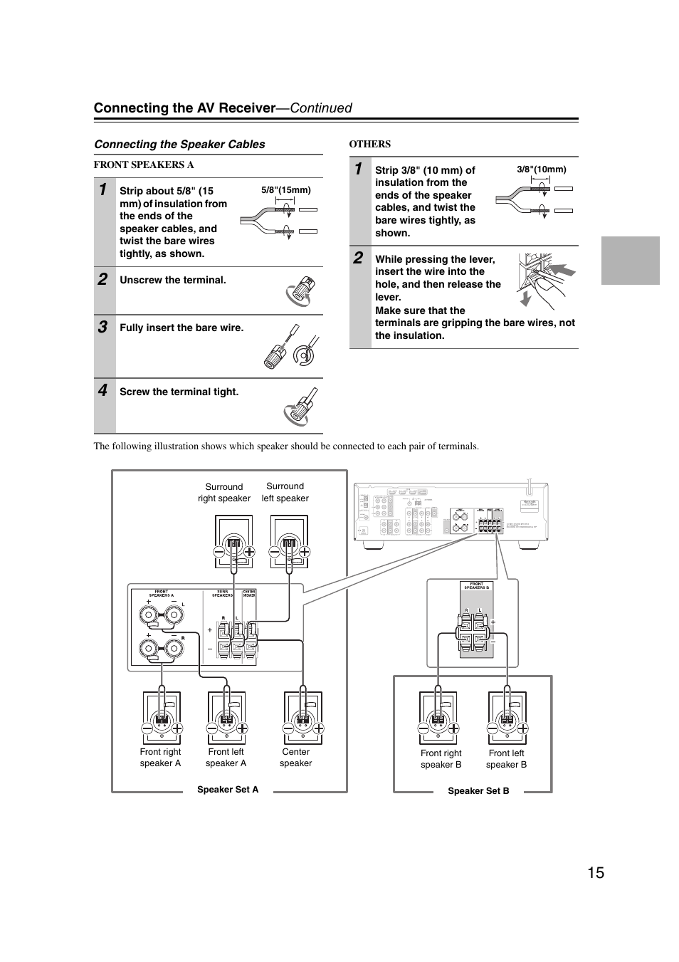 Connecting the av receiver —continued | Onkyo TXSR307 User Manual | Page 15 / 72