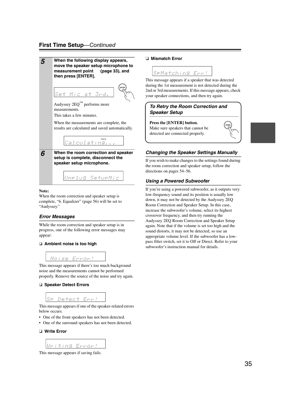 First time setup —continued | Onkyo TXSR307 User Manual | Page 35 / 72