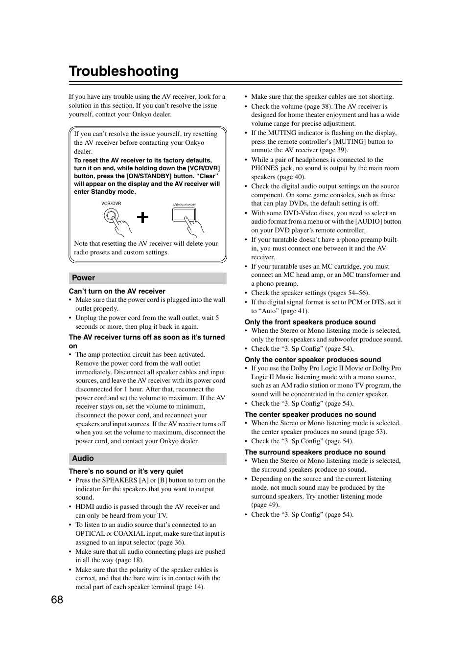 Troubleshooting, Others | Onkyo TXSR307 User Manual | Page 68 / 72