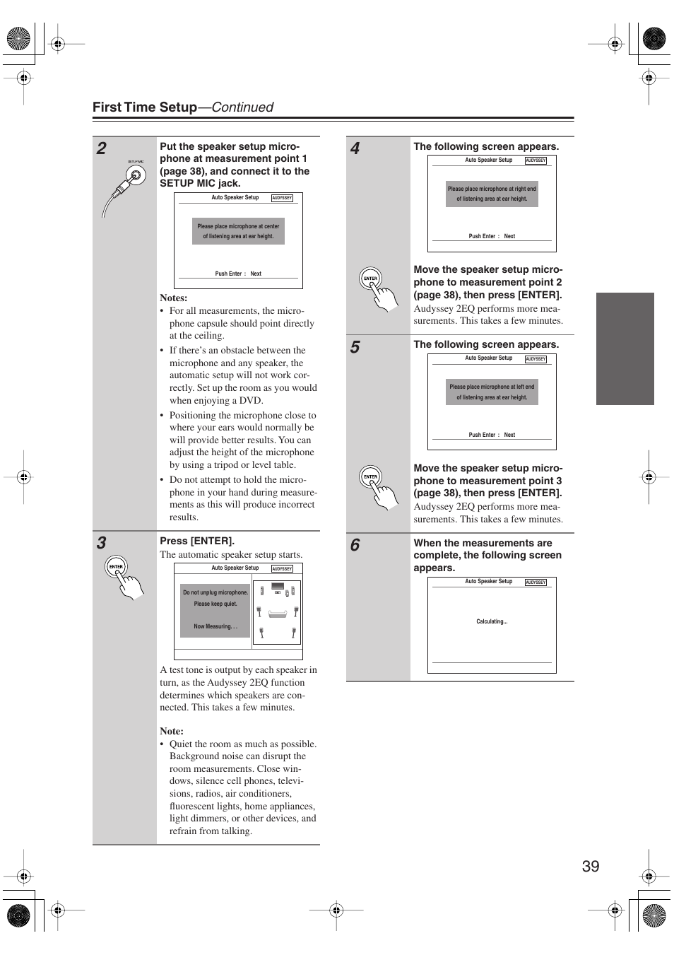 First time setup —continued | Onkyo TX-SR606 User Manual | Page 39 / 104