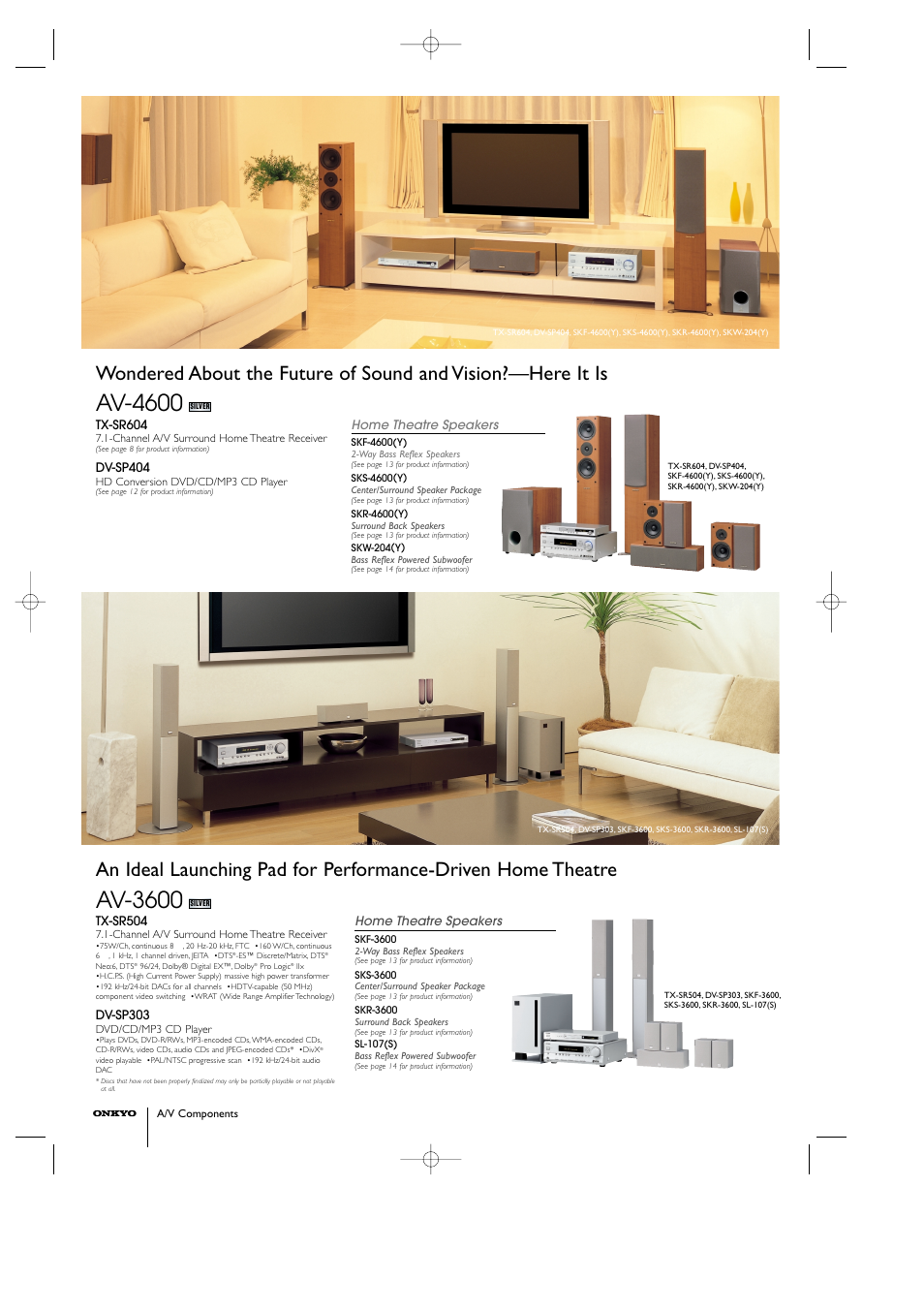 Av-4600, Av-3600 | Onkyo HT-R340 User Manual | Page 4 / 10