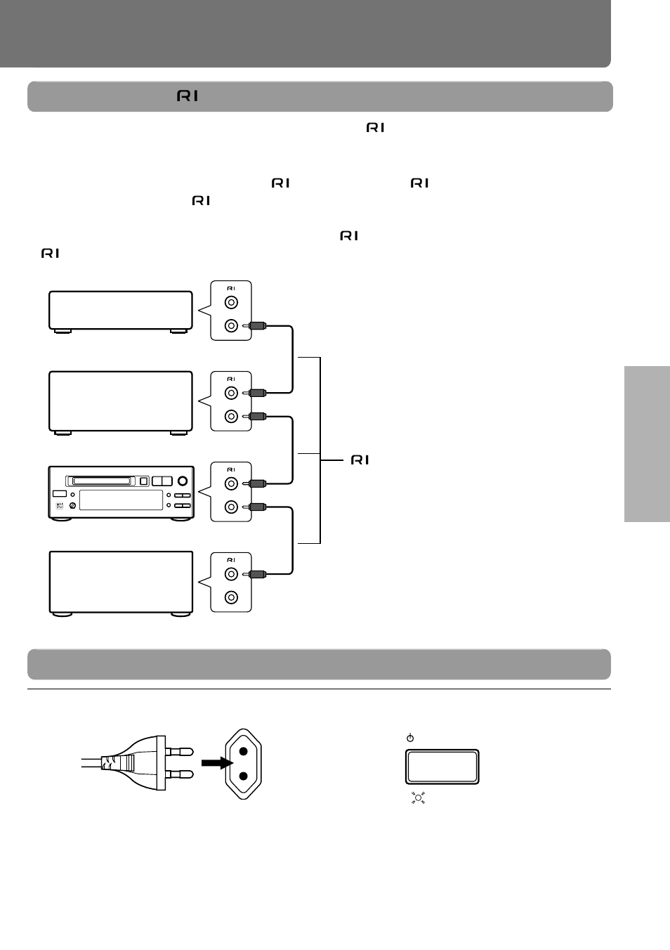 Connecting the (r1) controller, Connecting the ac power cord (mains lead), Connecting to the other components (continued) | Onkyo MD-105X User Manual | Page 13 / 56