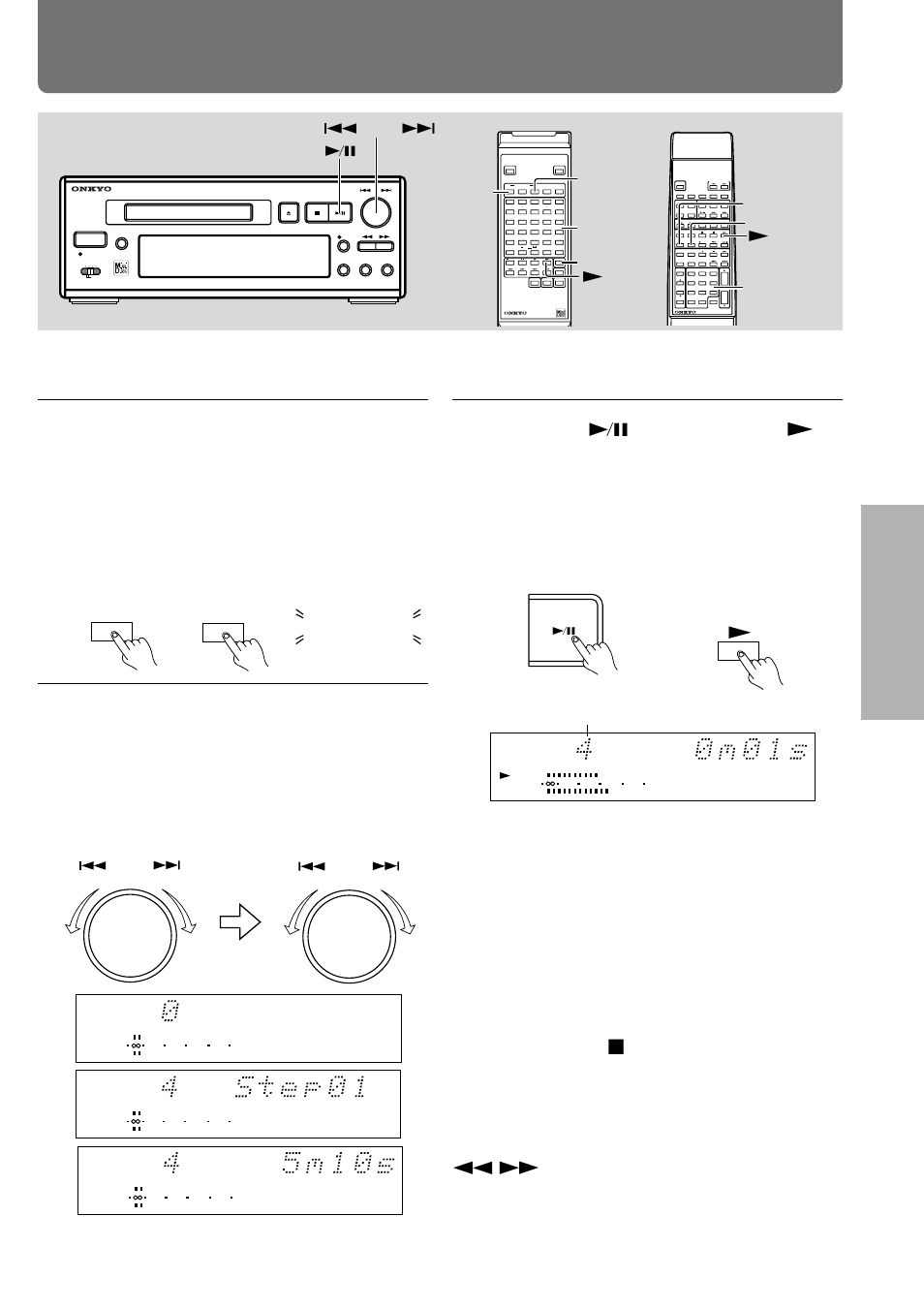 Memory play, Rc-409md), Continued to the next page) | Playing track number remote controller, Nq amcs w, Rc-398s s number button clear play mode, C d / m d, Timer up/down enter repeat random c d clear, Push to enter, Amcs push to enter | Onkyo MD-105X User Manual | Page 21 / 56