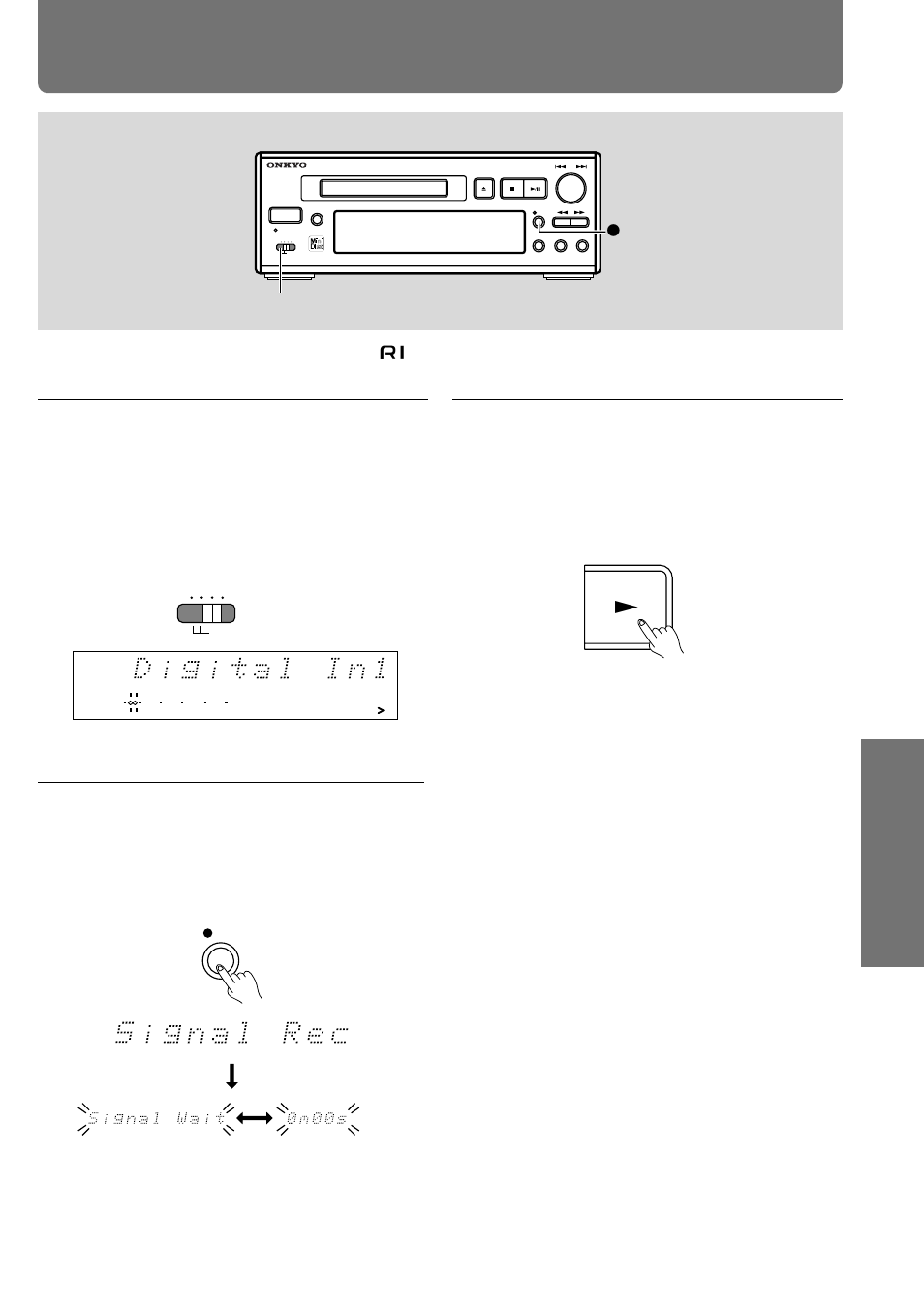 Signal synchro recording, Press the rec button twice to display "signal rec, Recording starts | Recording source) | Onkyo MD-105X User Manual | Page 31 / 56