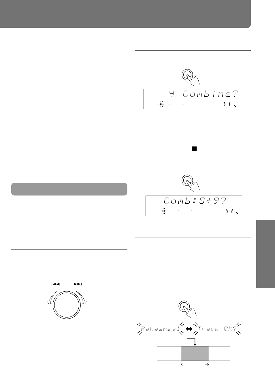 Combining tracks, Editing the contents of an md (continued), Press the edit/no button several | Press the yes button again, Times until "combine ?" appears in the display, Press the yes button, Continued to the next page) | Onkyo MD-105X User Manual | Page 39 / 56