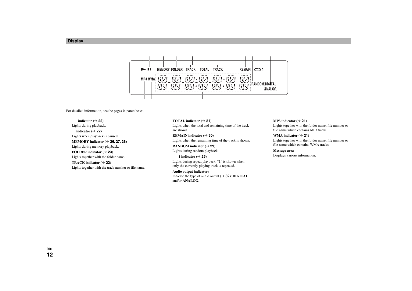 Display, E “display | Onkyo C-7000R User Manual | Page 12 / 36