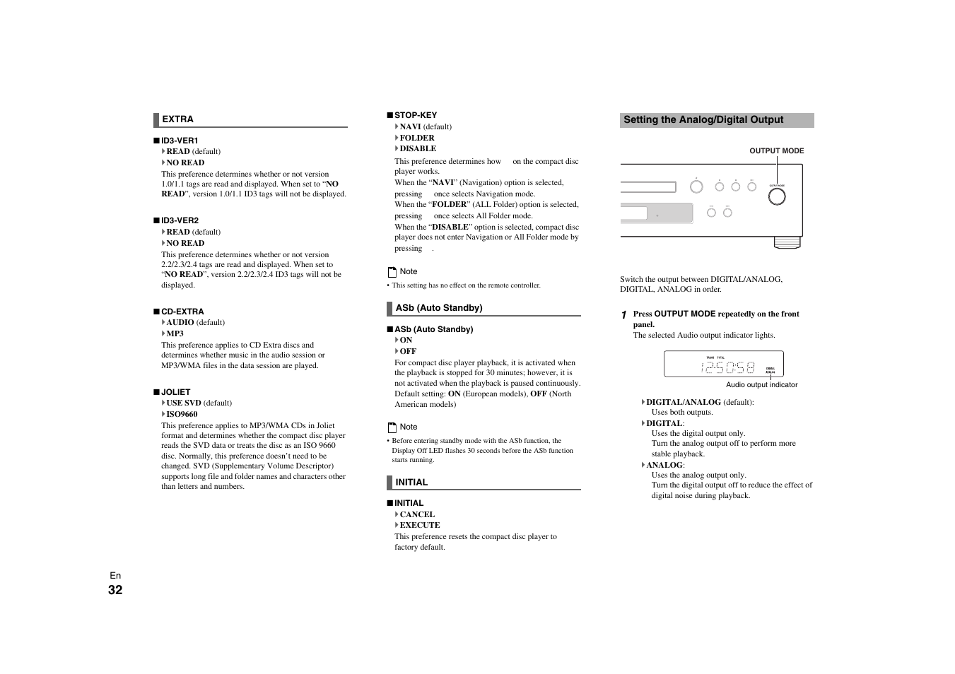 Setting the analog/digital output | Onkyo C-7000R User Manual | Page 32 / 36