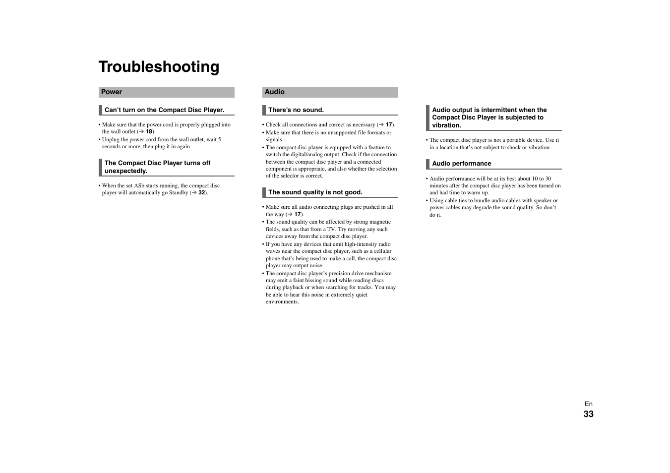 Others, Troubleshooting | Onkyo C-7000R User Manual | Page 33 / 36