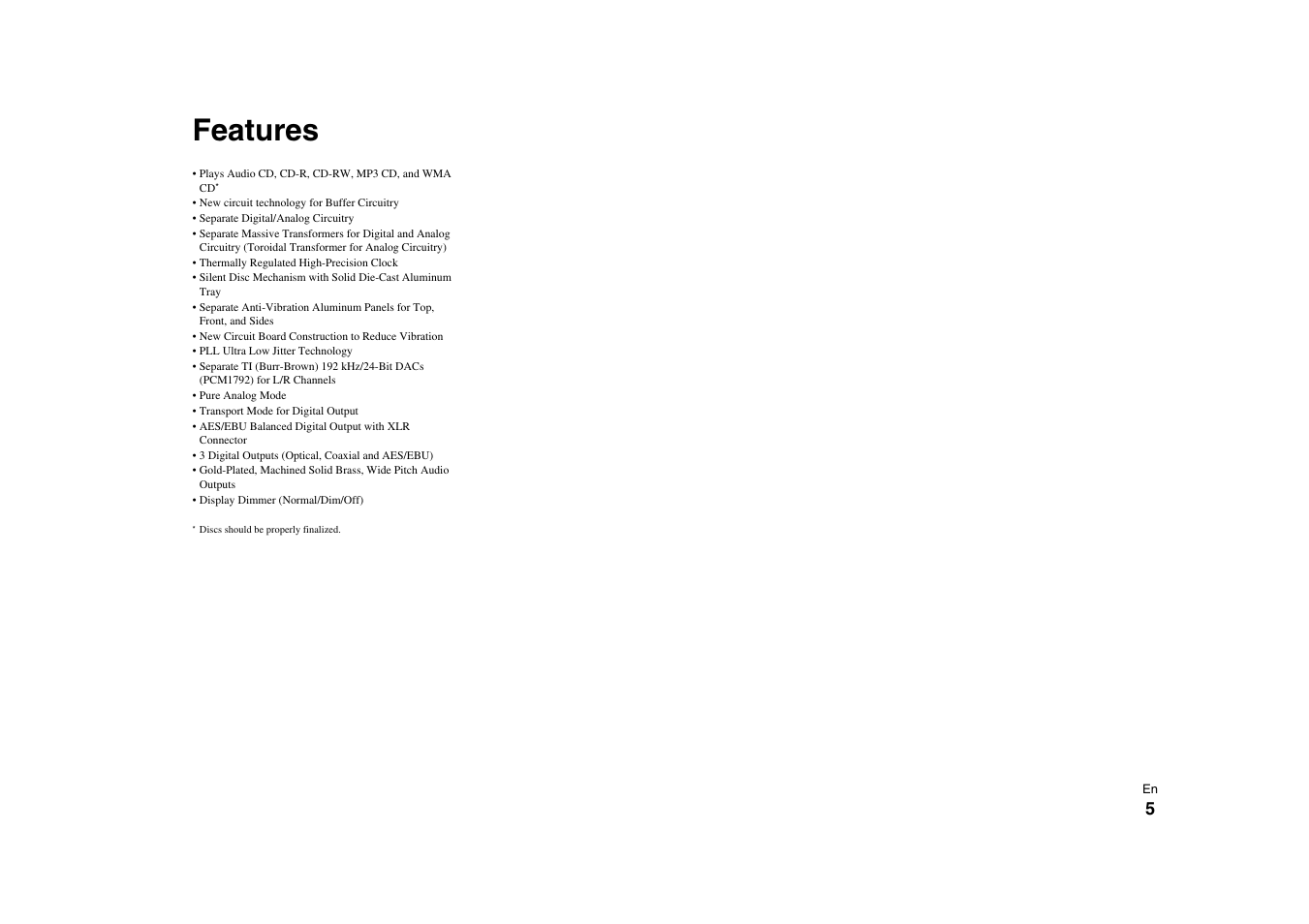 Features | Onkyo C-7000R User Manual | Page 5 / 36