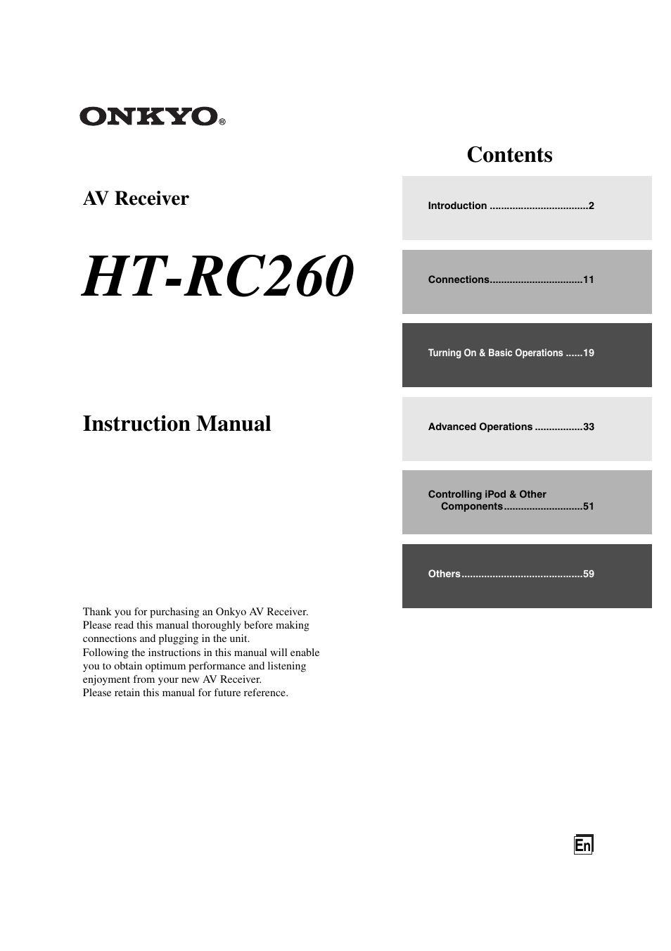 Onkyo HT-RC260 User Manual | 72 pages