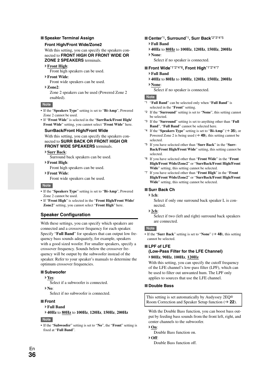 Speaker configuration | Onkyo HT-RC260 User Manual | Page 36 / 72