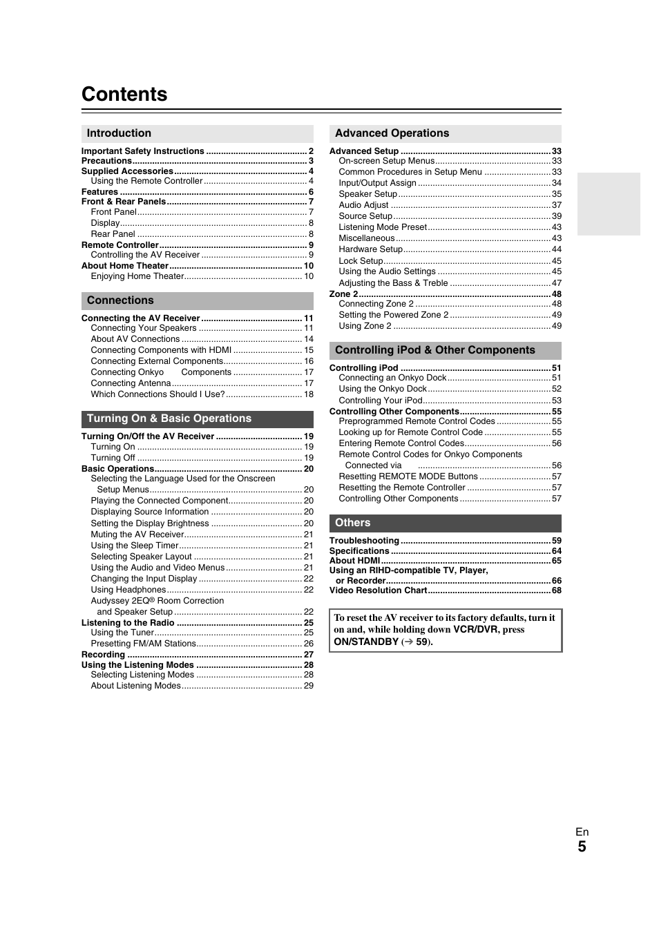 Onkyo HT-RC260 User Manual | Page 5 / 72