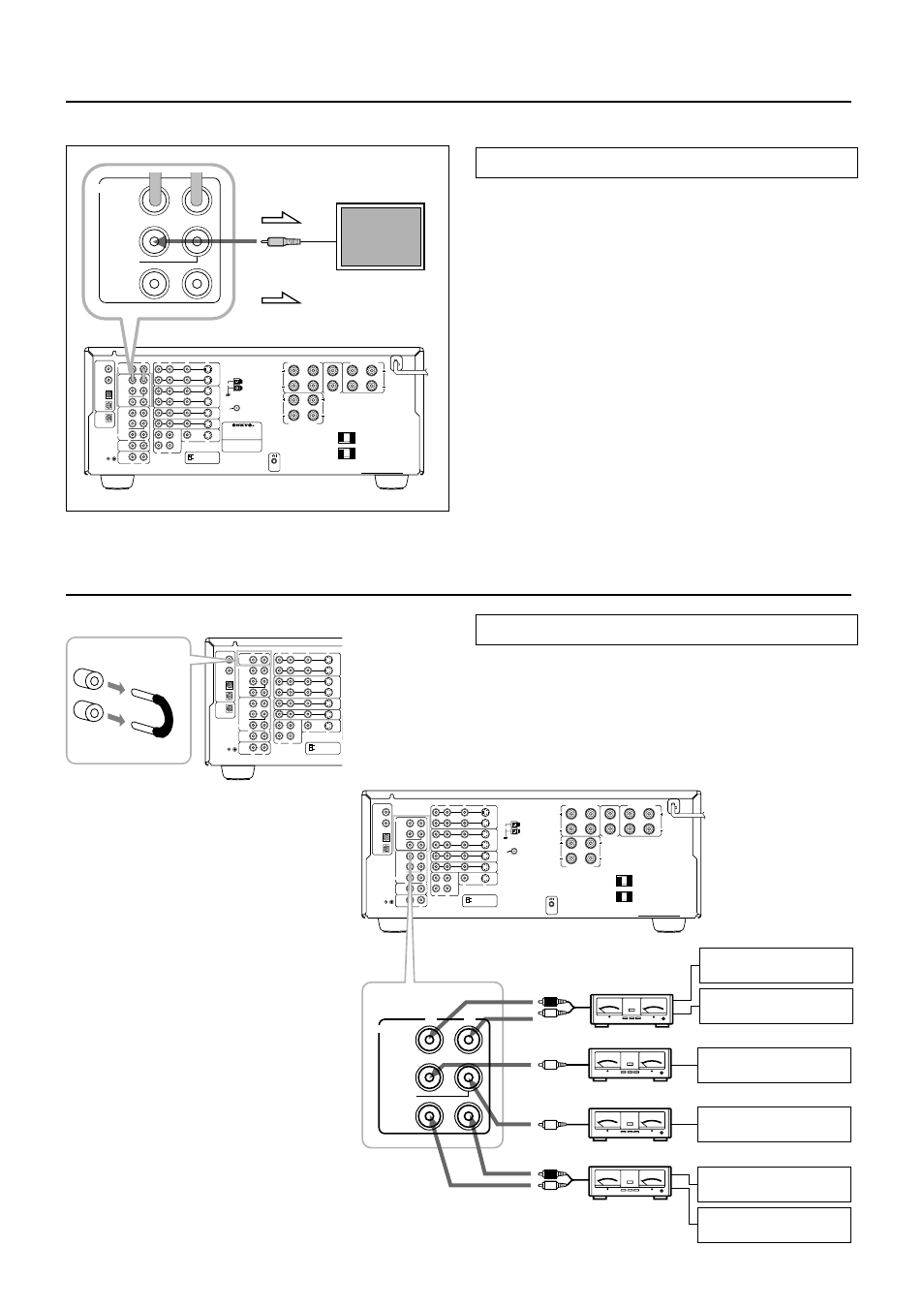 Connecting power amplifiers, Connecting speakers, Connecting a subwoofer | Am fm 75, Signal flow, Front center sub woofer surround pre out | Onkyo TX-DS676 User Manual | Page 12 / 64