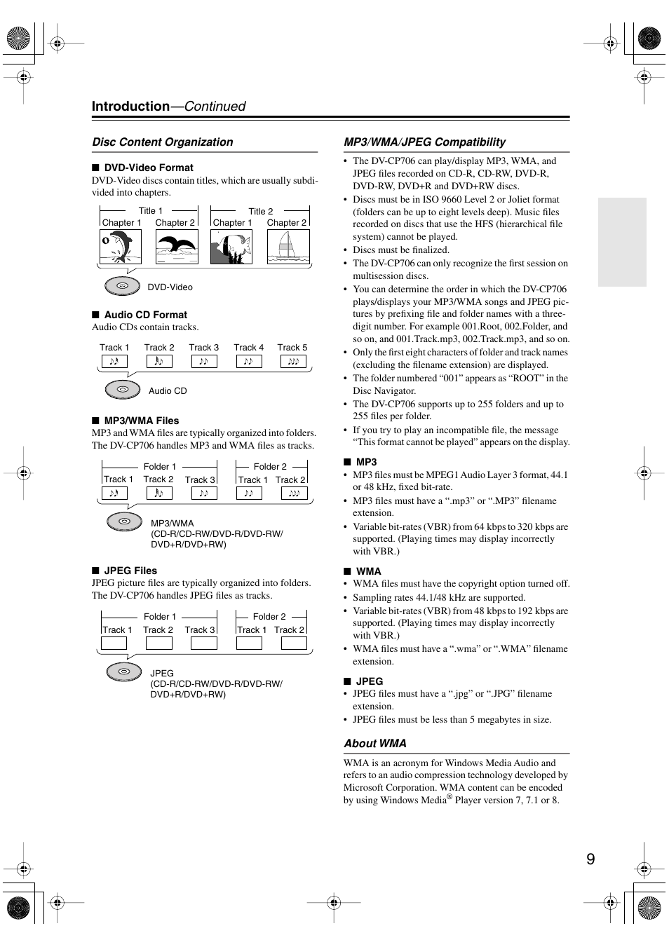 Introduction —continued | Onkyo DV-CP706 User Manual | Page 9 / 56