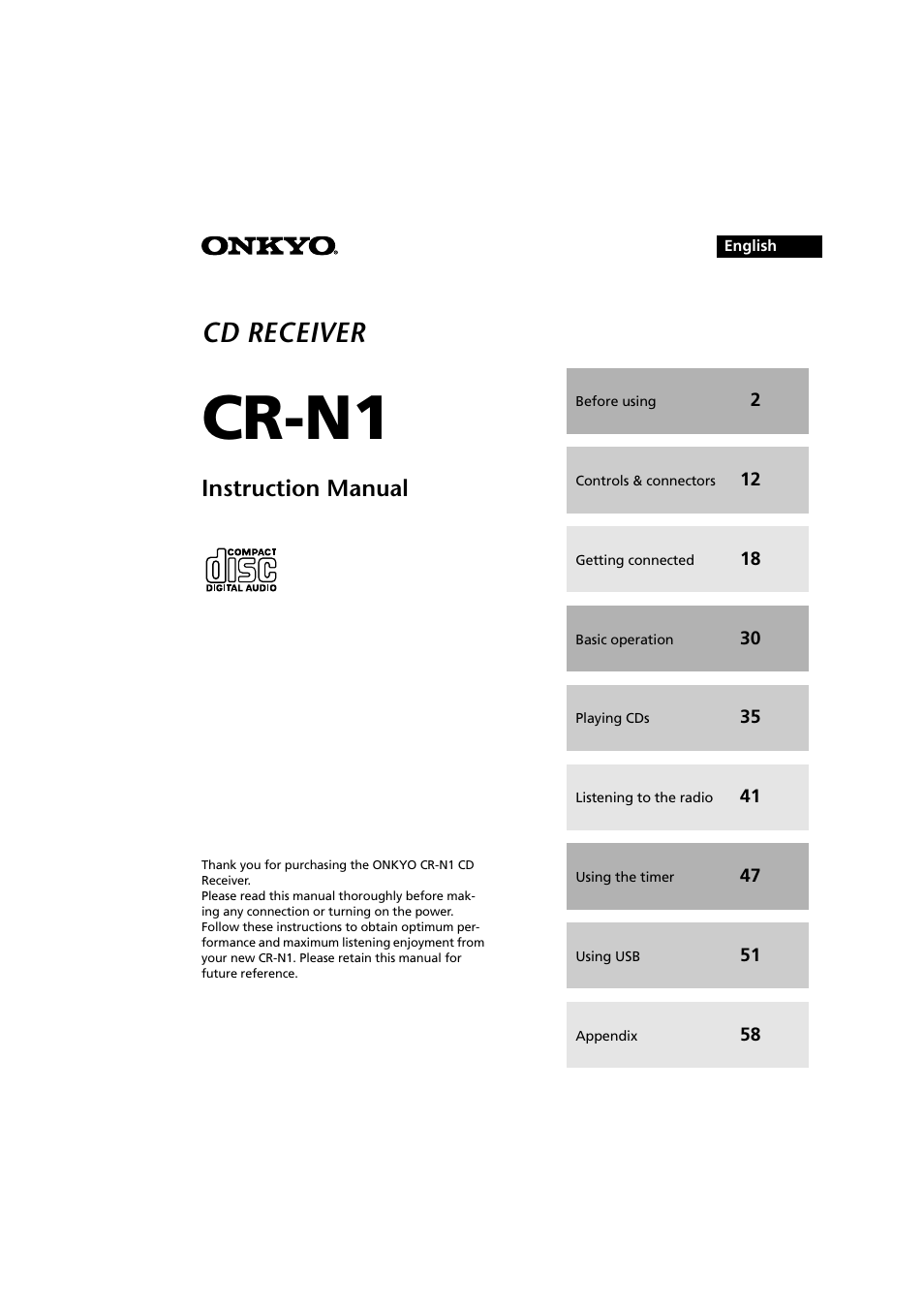 Onkyo CR-N1 User Manual | 64 pages