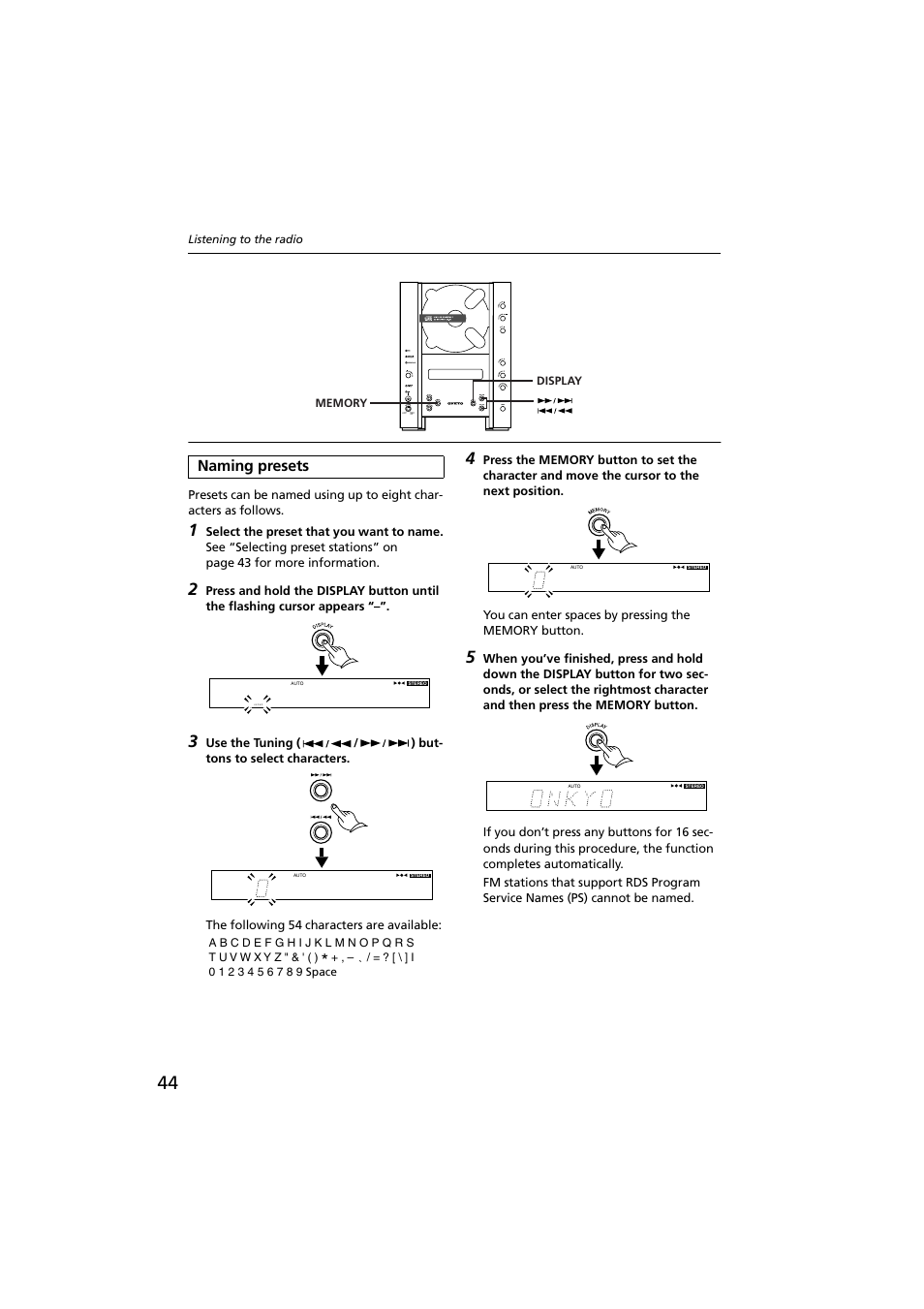 Naming presets | Onkyo CR-N1 User Manual | Page 44 / 64