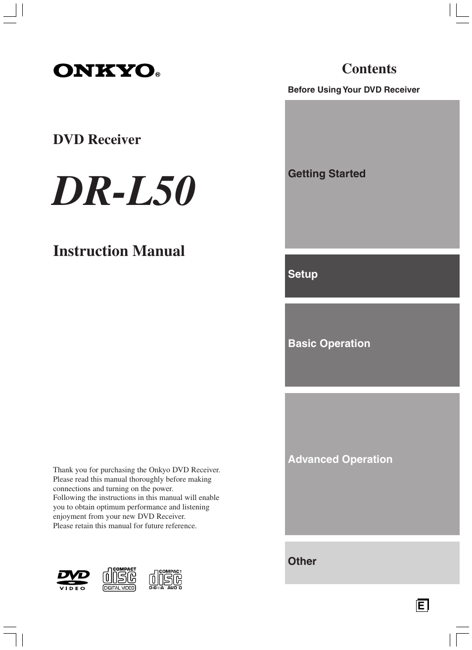 Onkyo DR-L50 User Manual | 88 pages