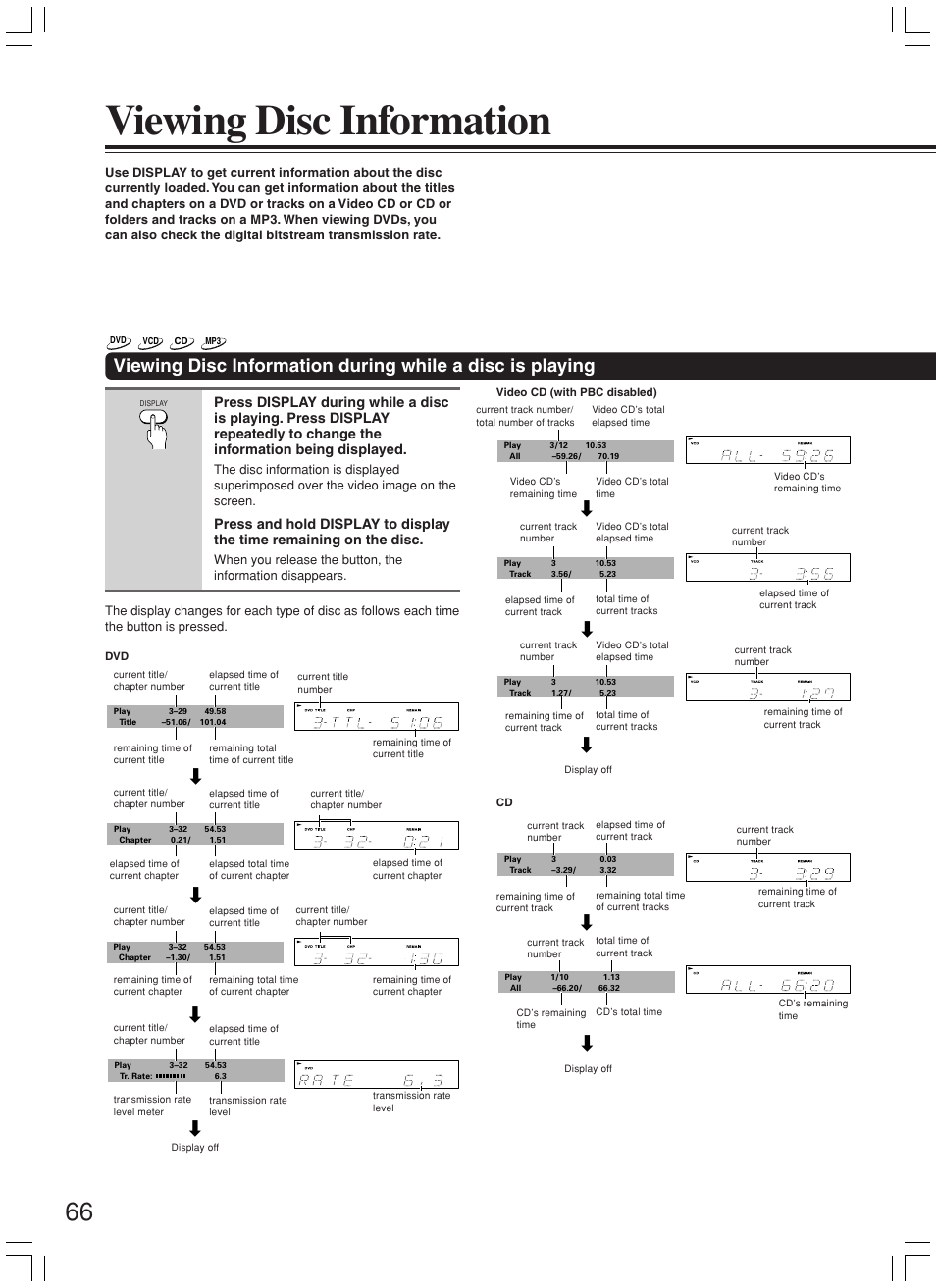Viewing disc information | Onkyo DR-L50 User Manual | Page 66 / 88