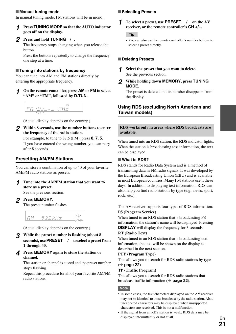 To 21, N (21 | Onkyo TX-SR309 User Manual | Page 21 / 56