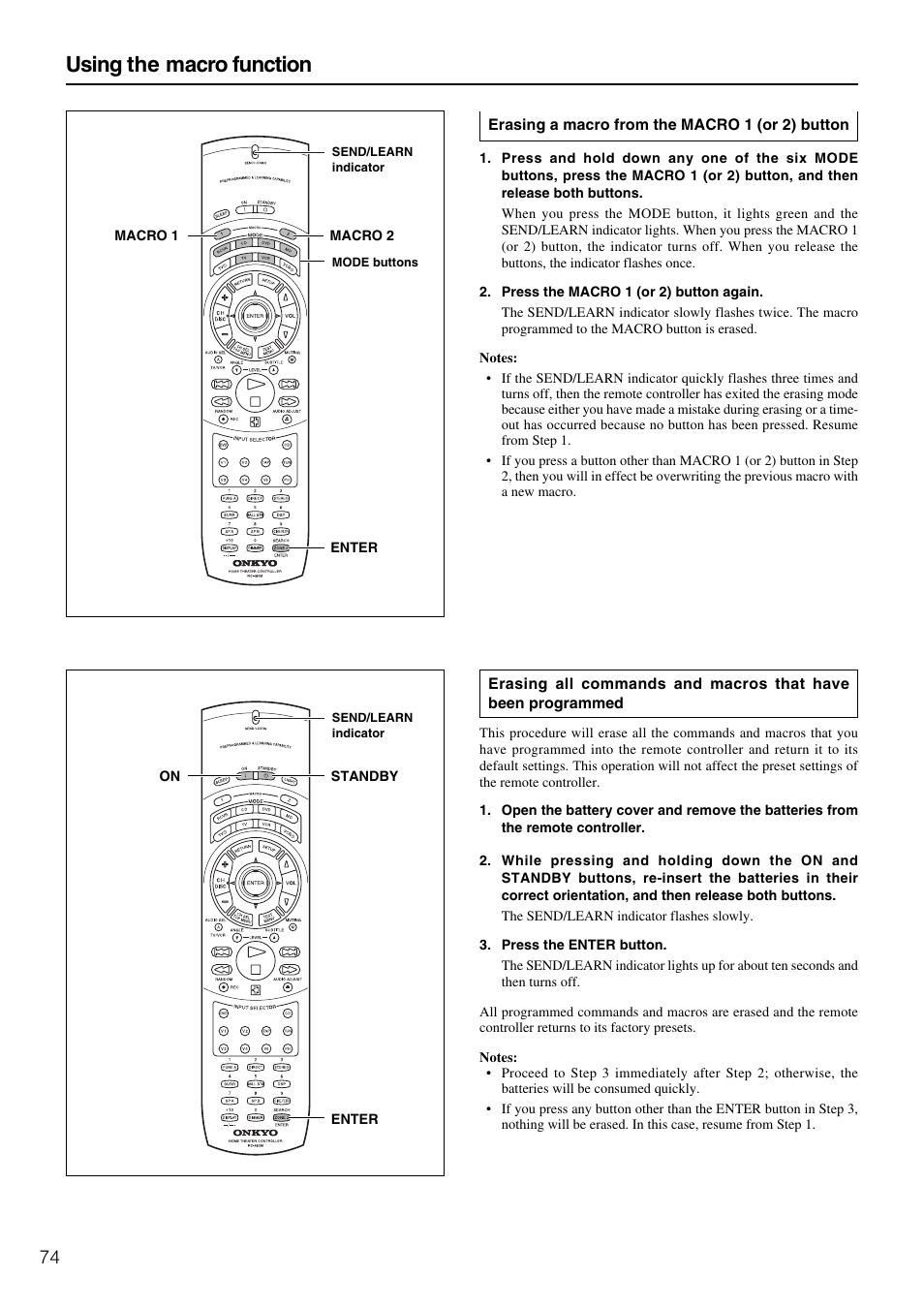 Using the macro function | Onkyo RC- 480M User Manual | Page 12 / 12