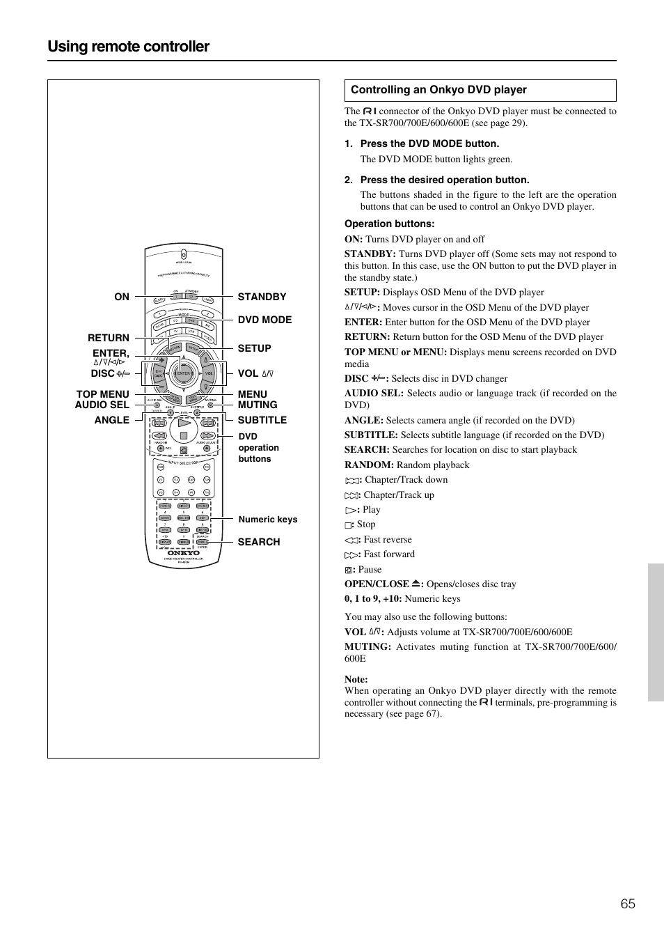 Using remote controller | Onkyo RC- 480M User Manual | Page 3 / 12