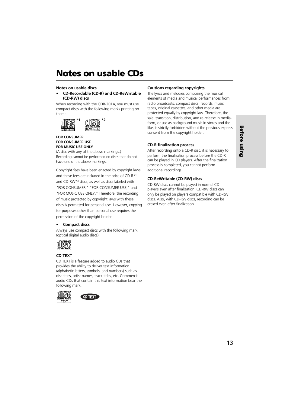 Onkyo CDR-201A User Manual | Page 13 / 52