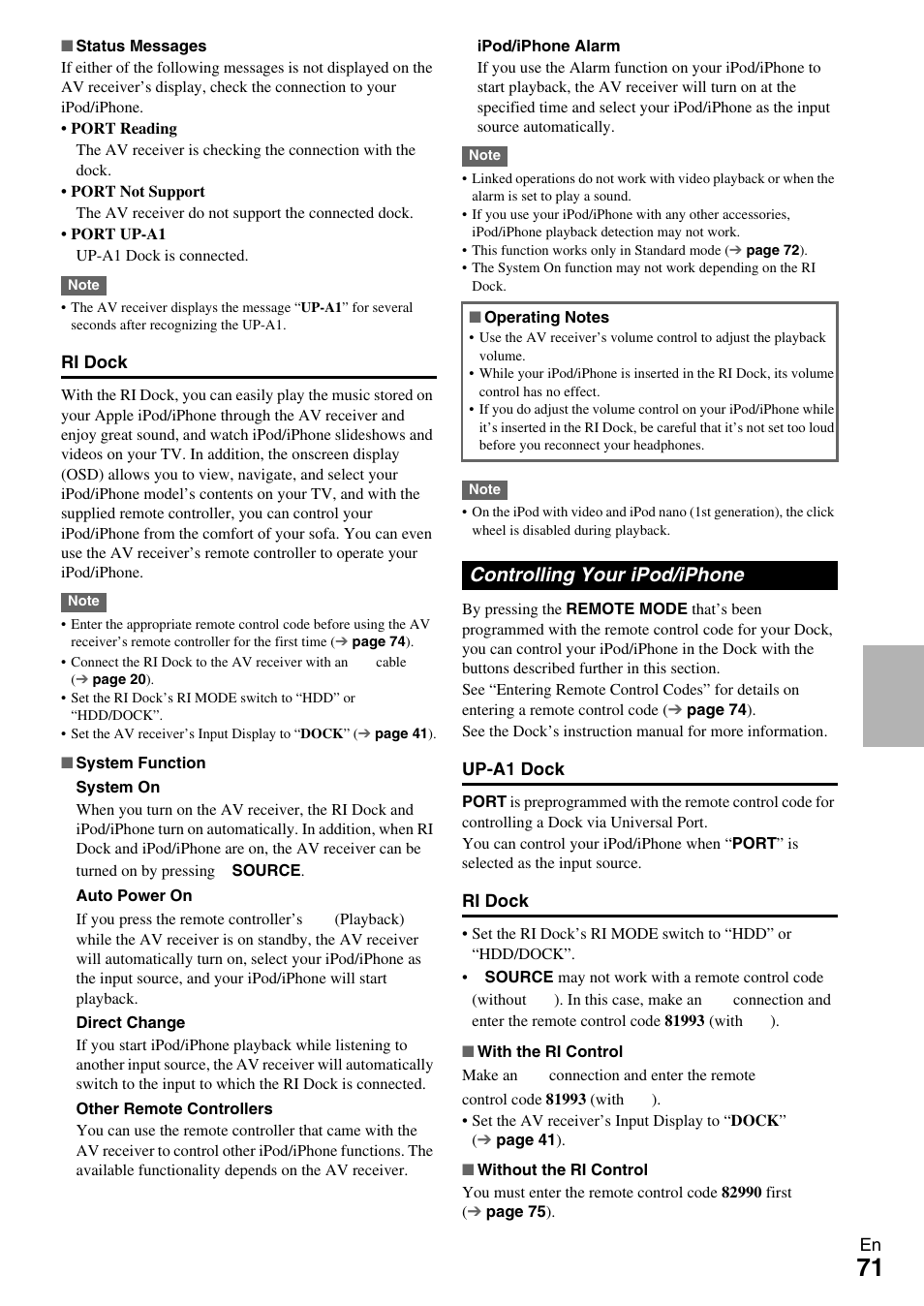 Controlling your ipod/iphone, Tions | Onkyo AV RECEIVER TX-NR1009 User Manual | Page 71 / 100
