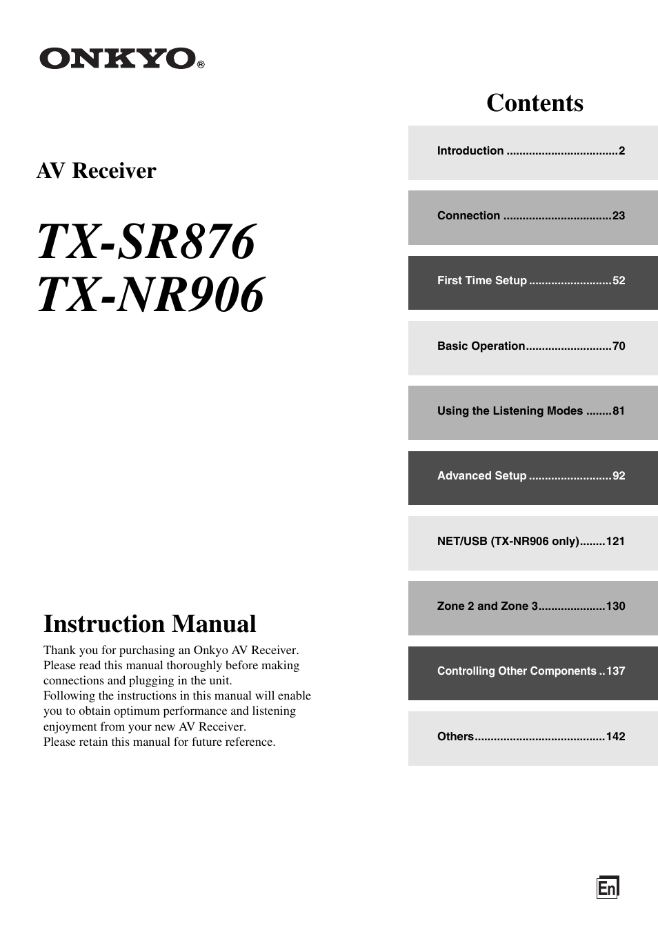 Onkyo TX-SR876 User Manual | 150 pages