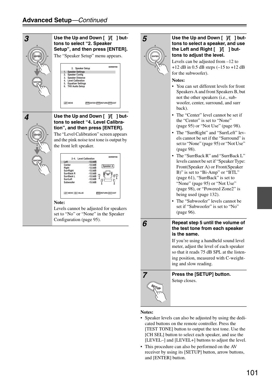 Advanced setup —continued | Onkyo TX-SR876 User Manual | Page 101 / 150