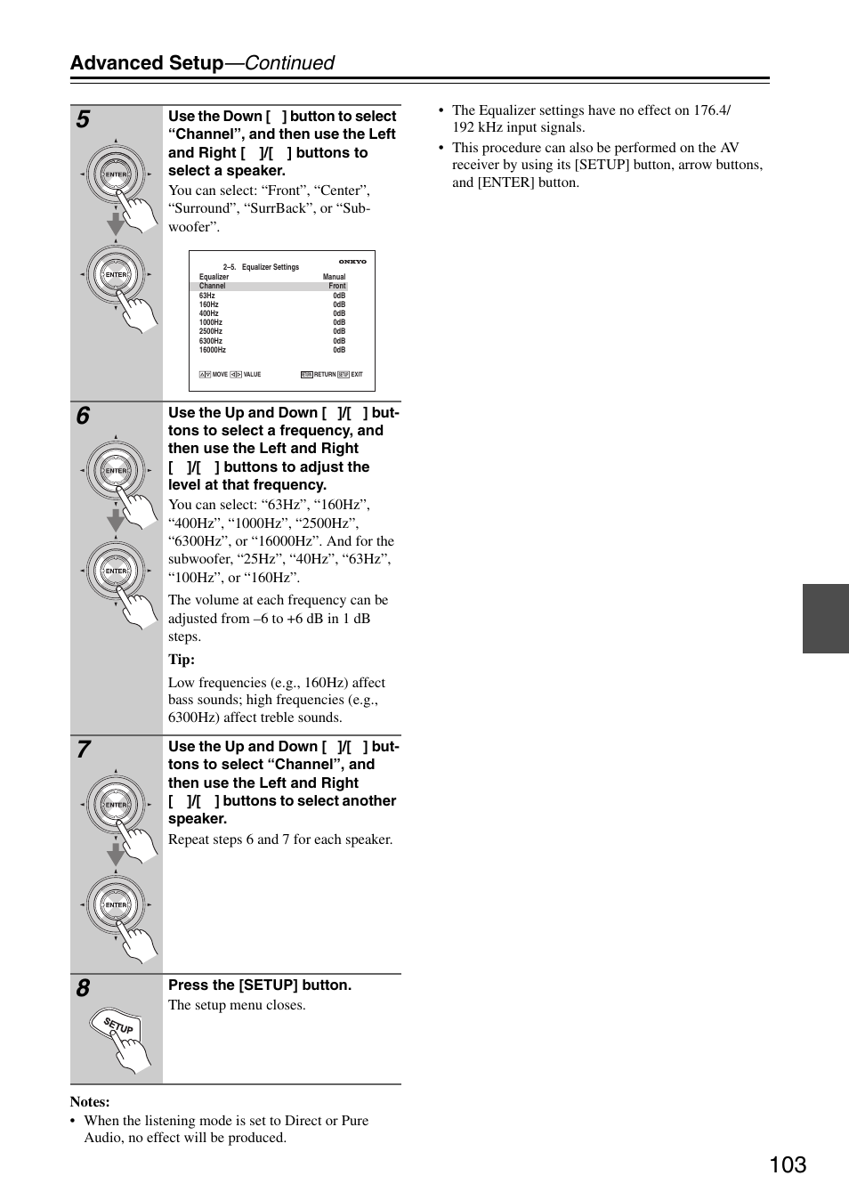 Advanced setup —continued | Onkyo TX-SR876 User Manual | Page 103 / 150