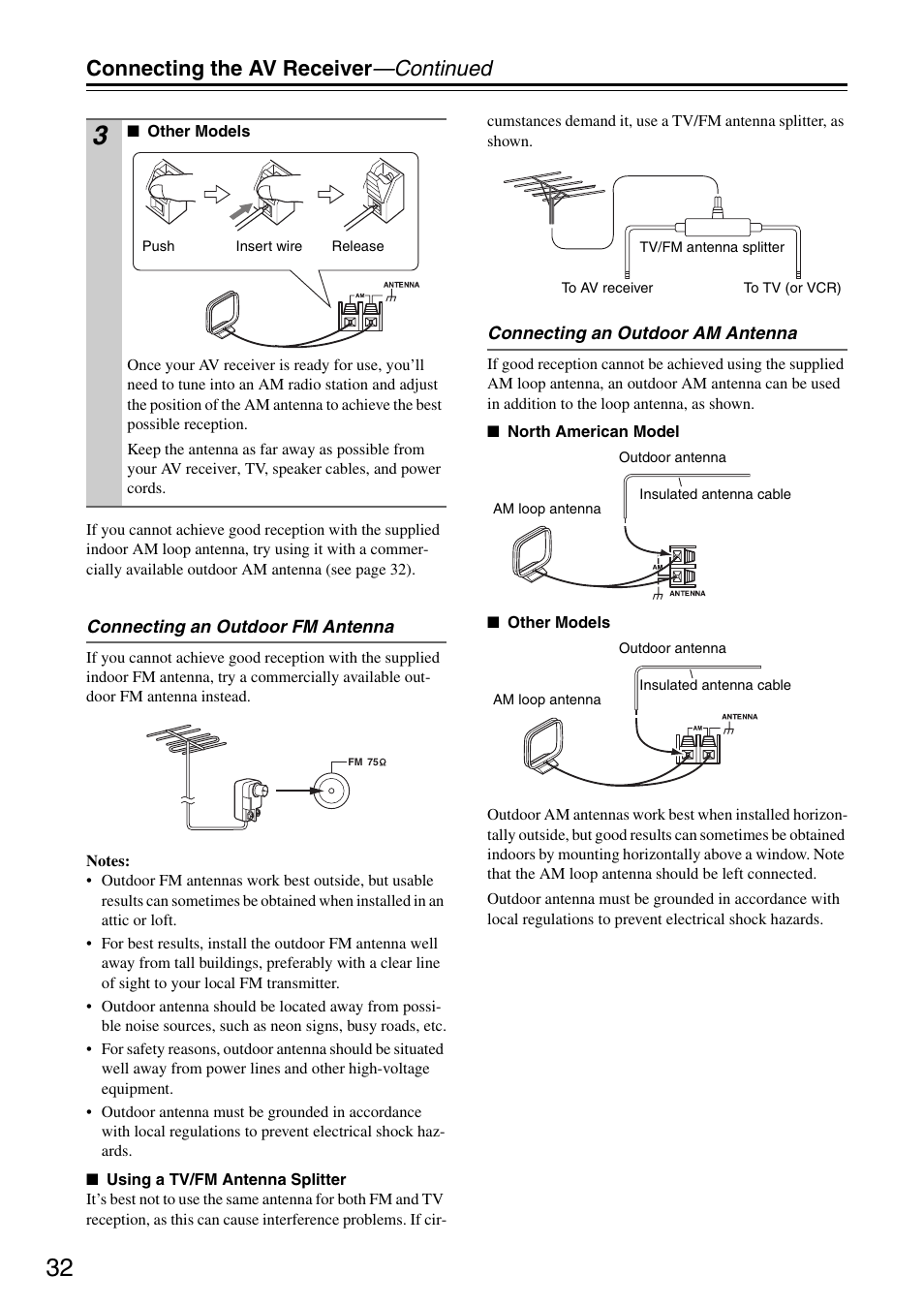 Connecting the av receiver —continued | Onkyo TX-SR876 User Manual | Page 32 / 150