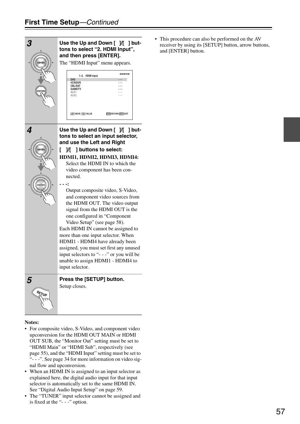 First time setup —continued | Onkyo TX-SR876 User Manual | Page 57 / 150