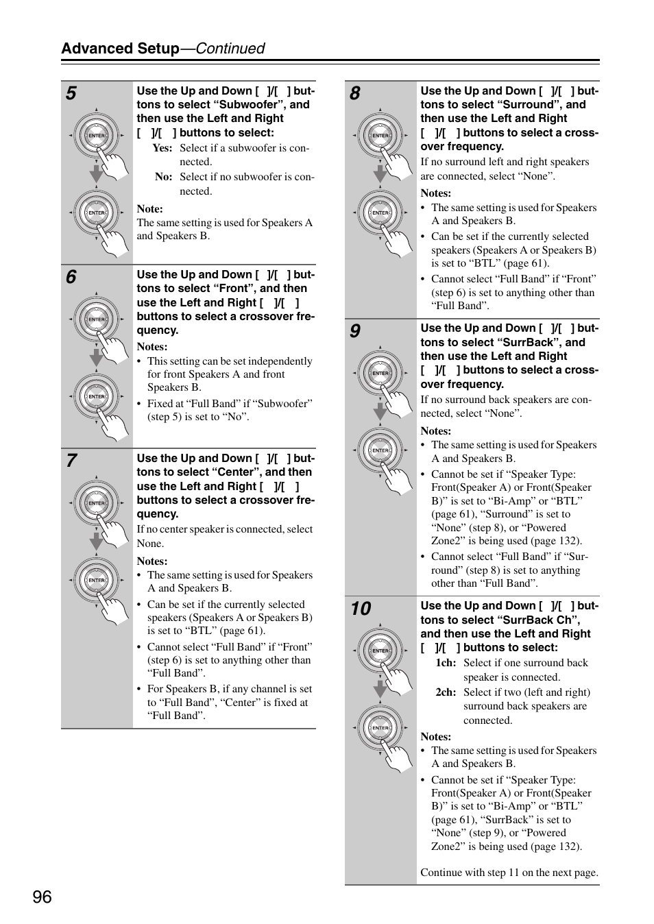 Advanced setup —continued | Onkyo TX-SR876 User Manual | Page 96 / 150
