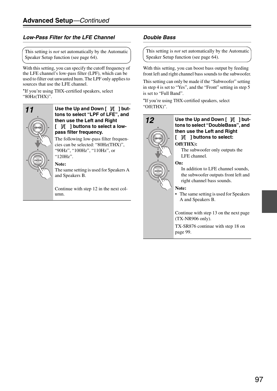 Advanced setup —continued | Onkyo TX-SR876 User Manual | Page 97 / 150