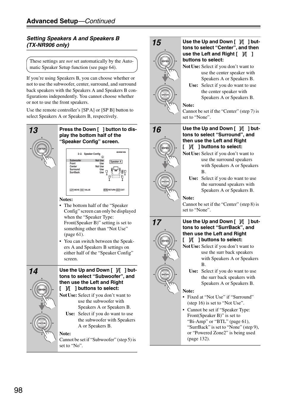 Advanced setup —continued | Onkyo TX-SR876 User Manual | Page 98 / 150